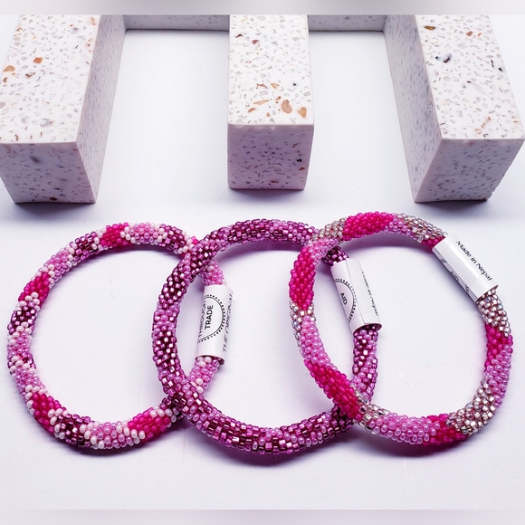 COTTON CANDY -Original Roll-On® Bracelets, 7" round, made in Nepal #3 (3 pieces) - Picture 3 of 9